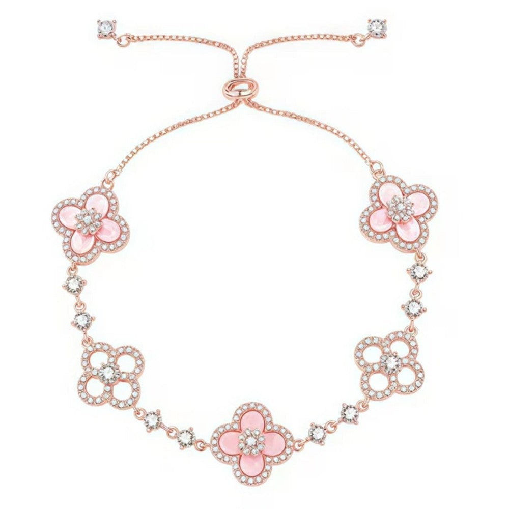 Floral Crystal Rose Gold Bracelet Perfect For Mothers Day