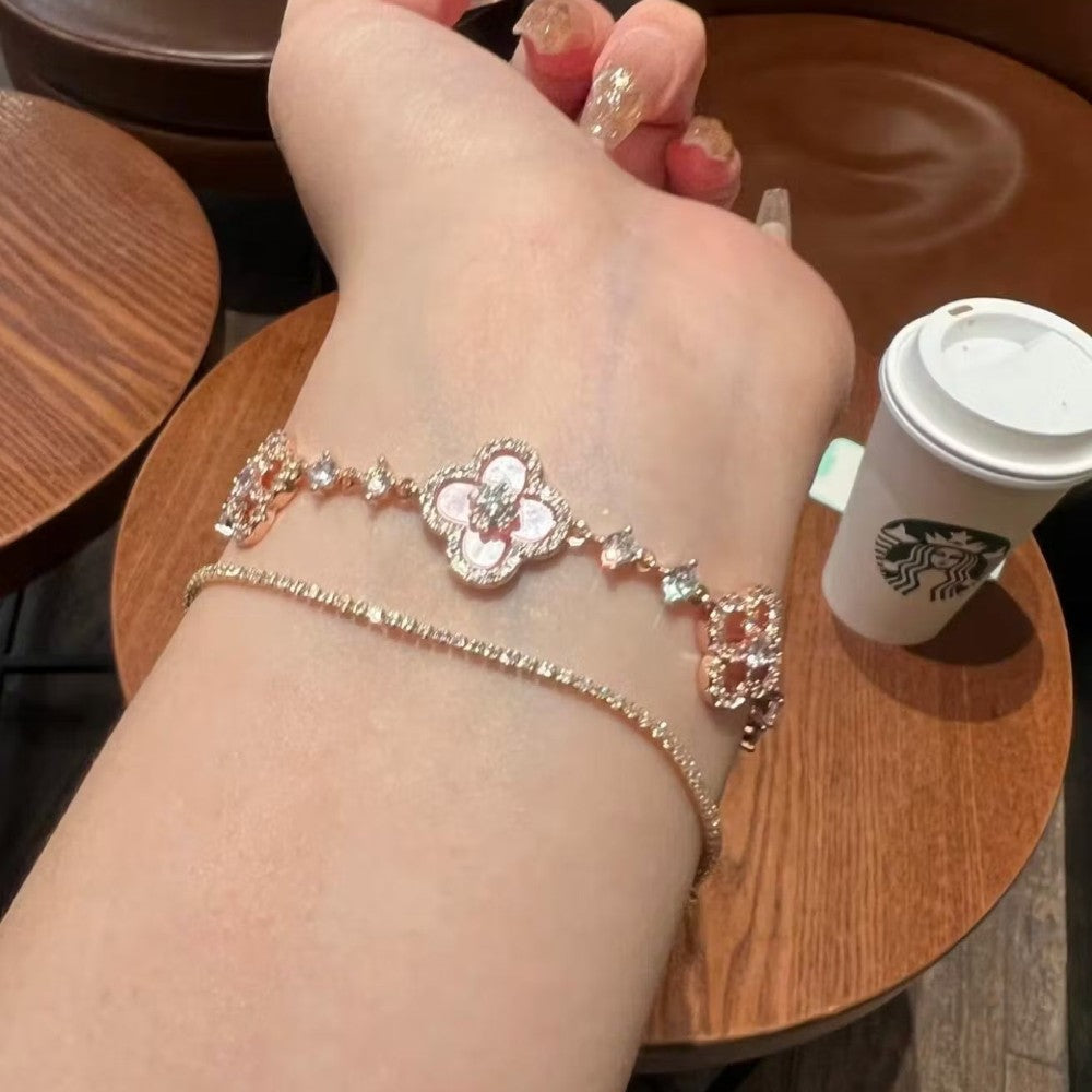 Floral Crystal Rose Gold Bracelet Perfect For Mothers Day