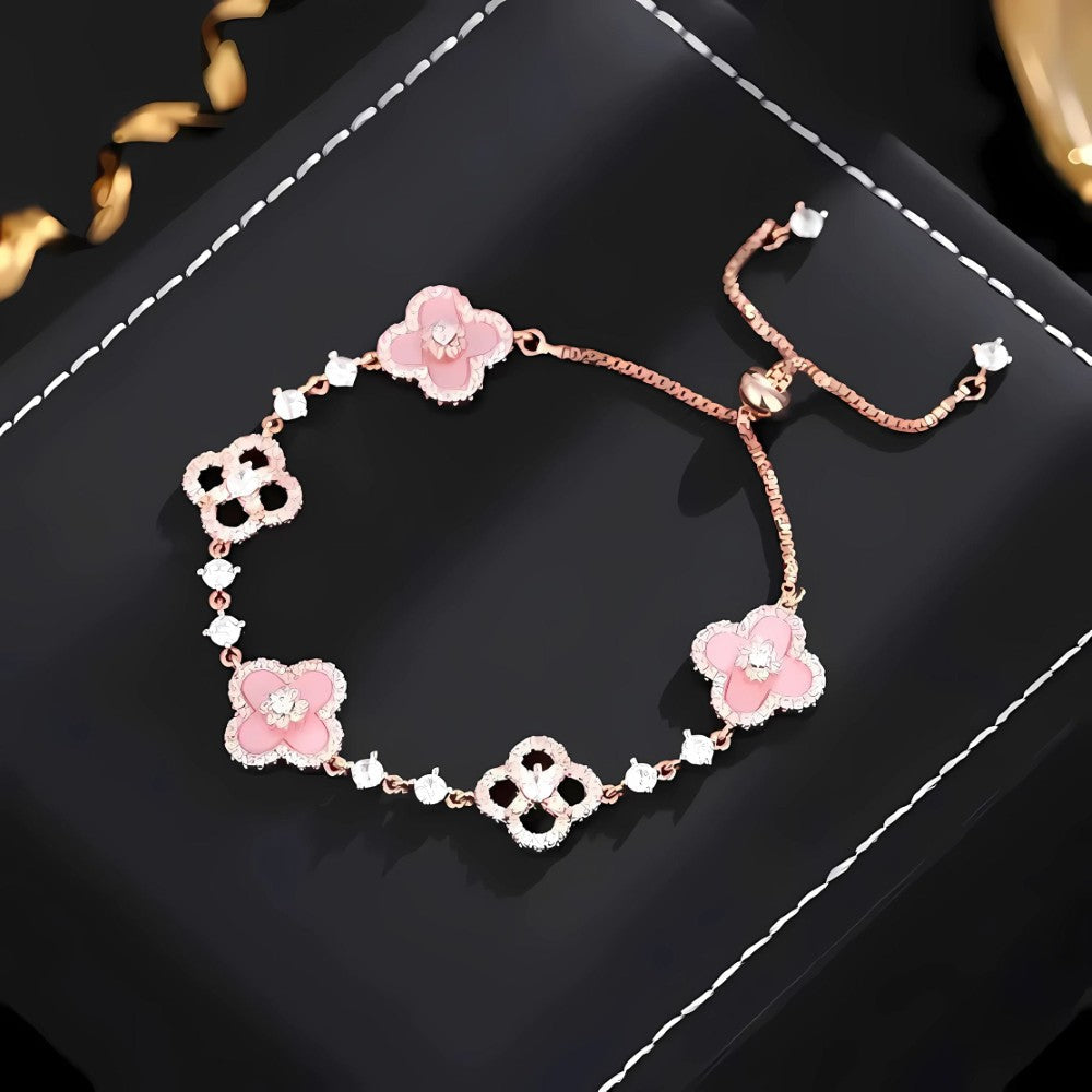 Floral Crystal Rose Gold Bracelet Perfect For Mothers Day