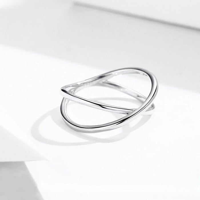 Sterling Silver Cross Double Layer Ring For Women