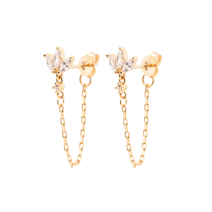 Zircon Tassel Stud Hoop Earrings For Women
