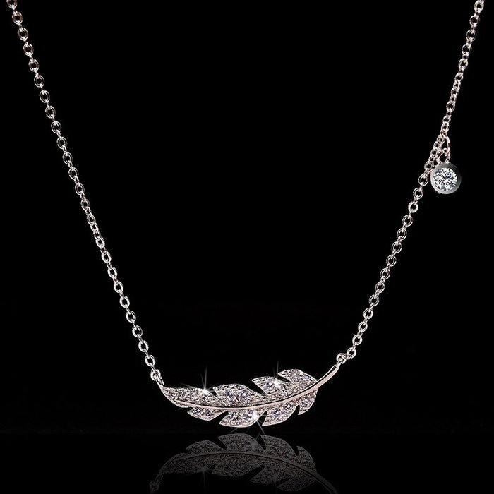 Silver Feather Leaf Pendant
