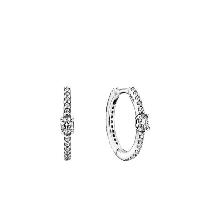 Sterling Zircon Hoop Stud Earrings For Women