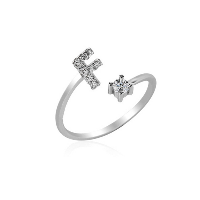 Letters Ring With Cubic Zirconia