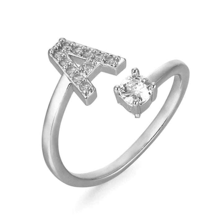 Letters Ring With Cubic Zirconia