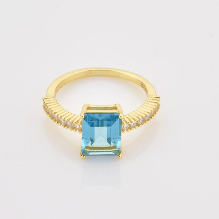 Sterling Silver Gold Coated Silver Topaz Ring For Women