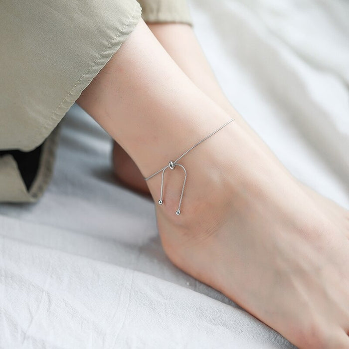 Sterling Silver Chain Bow Knot Anklet For Women