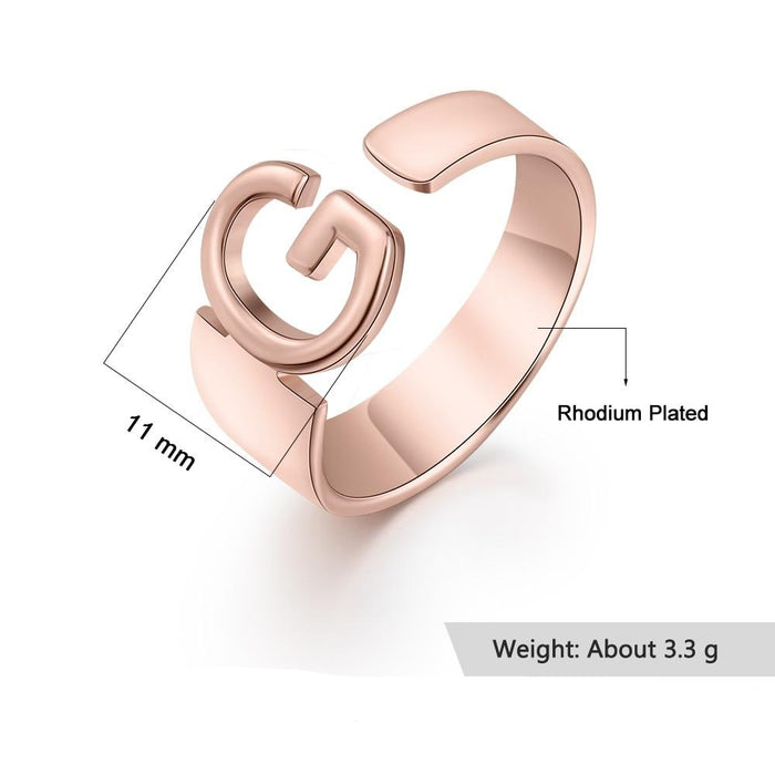 New Customized 26 Initial Letter Rings for Women Personalized Open Ring Mothers Day Anniversary Friendship Gifts
