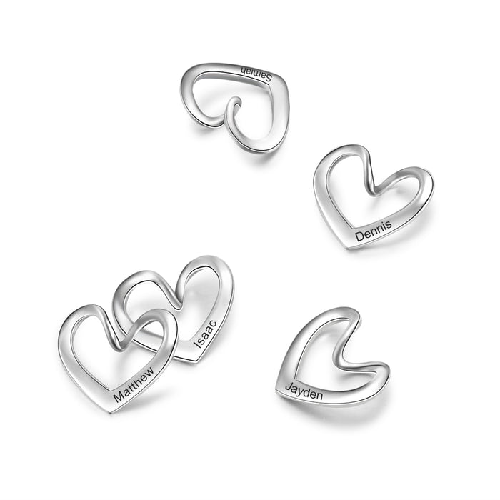 Personalized Name Engraved Heart Charms Fit Bracelets 3 Colors Stainless Steel Custom Jewelry