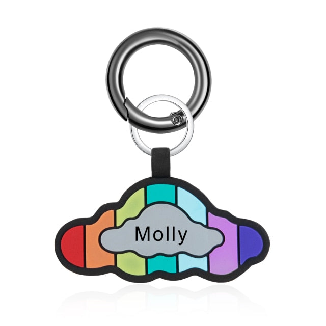 Personalized Cat Dog Tags Keychain Custom Silicone Double Side Engraving Pet ID Name for Puppy Dog Bone Keyring Accessories