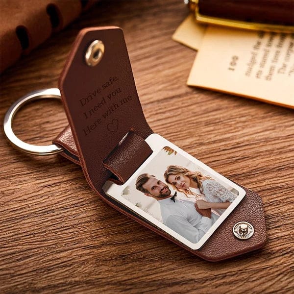 Customized Photo And Text Keychain For Couple