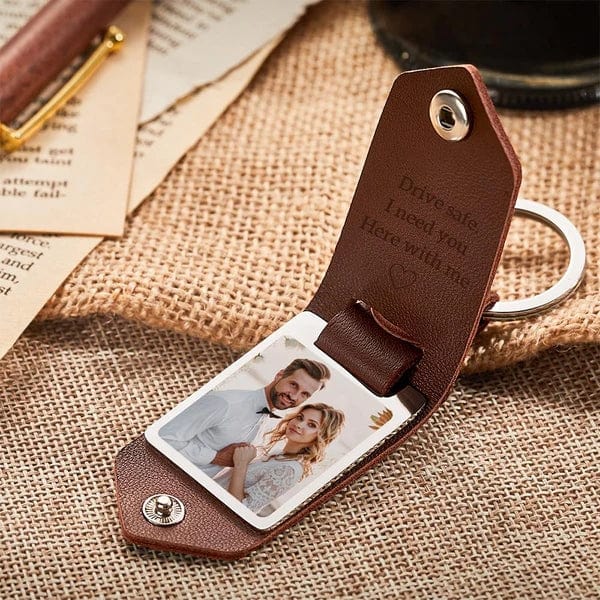 Customized Photo And Text Keychain For Couple