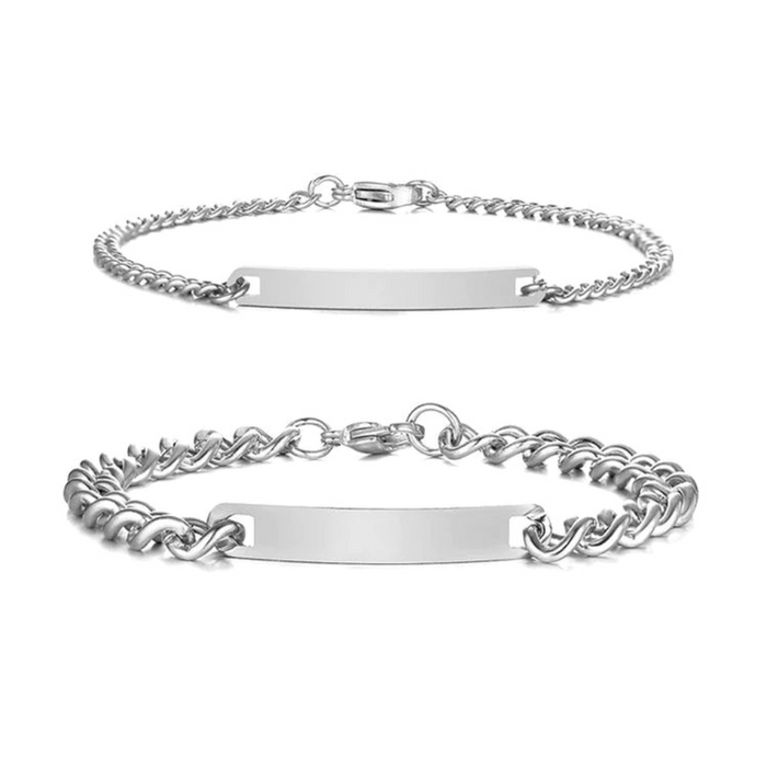 Couples Engraved Bracelet Set