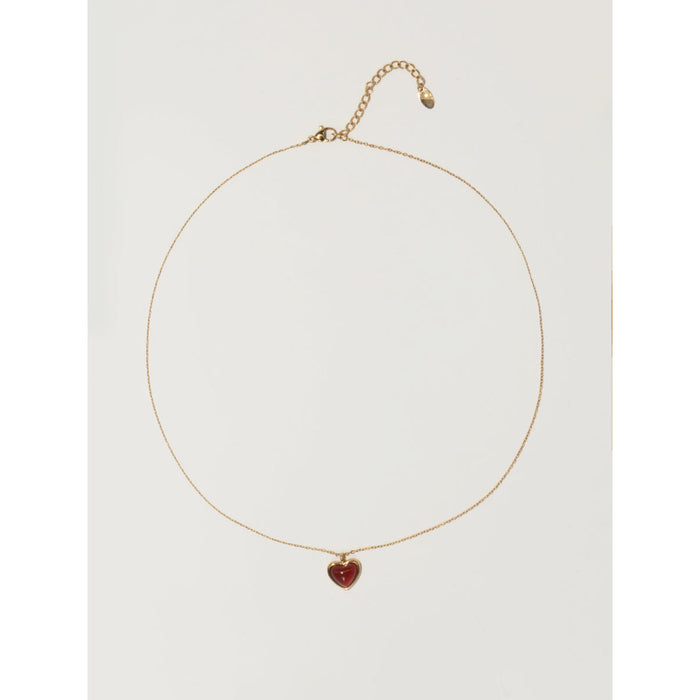 Cordate Shape Stone Pendant Necklace