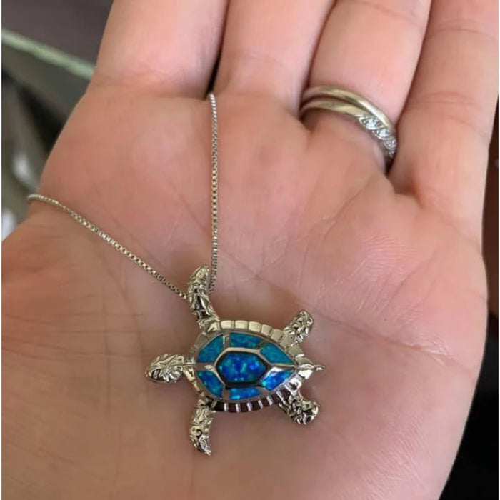 Turtle Pendant Necklace With Box