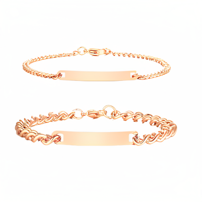 Custom Engraved Couples Bracelet Set