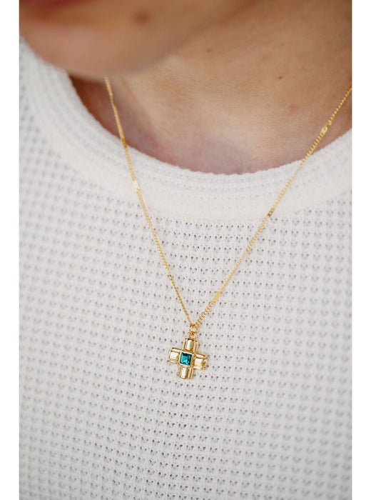 Emerald Cubic Stone Necklace