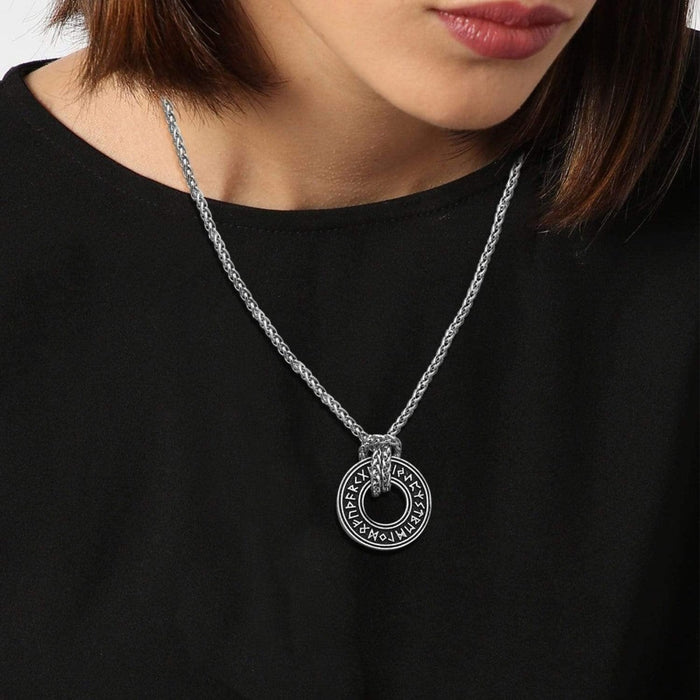 Rune Round Pendant Necklace