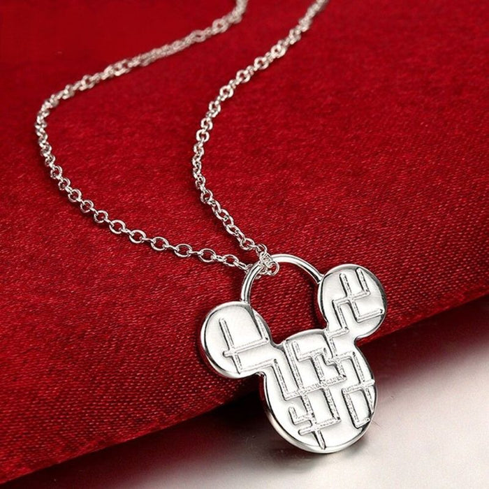 Sterling Silver Cute Mickey Chain Bracelet Jewelry Set For Women