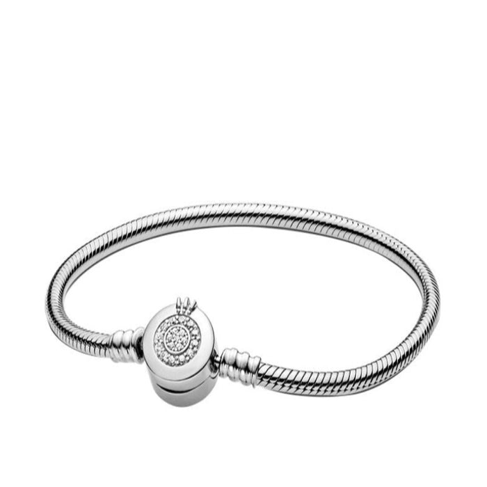 Crown Heart T-Bar Sterling Silver Bracelet