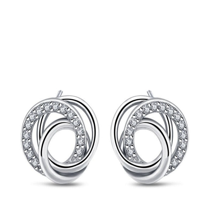 Sterling Silver Sparkling Classic Earrings