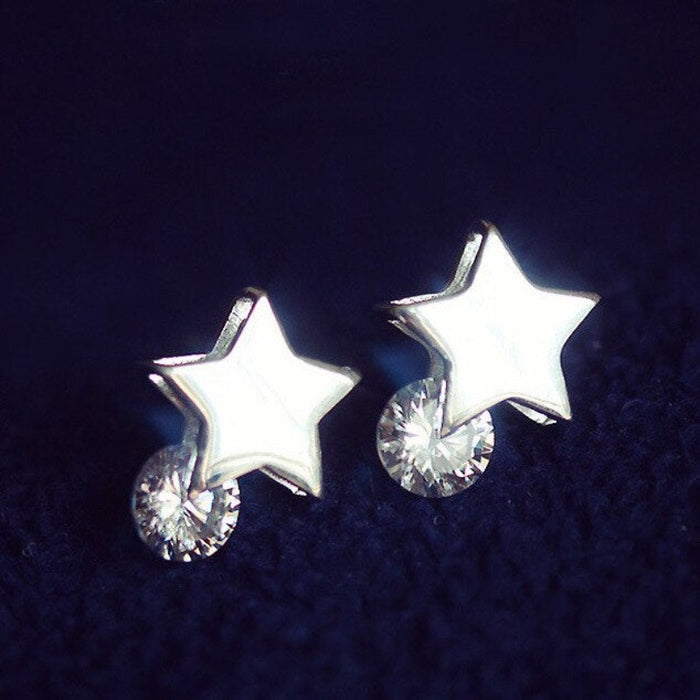 Silver Star Stud Earrings For Women