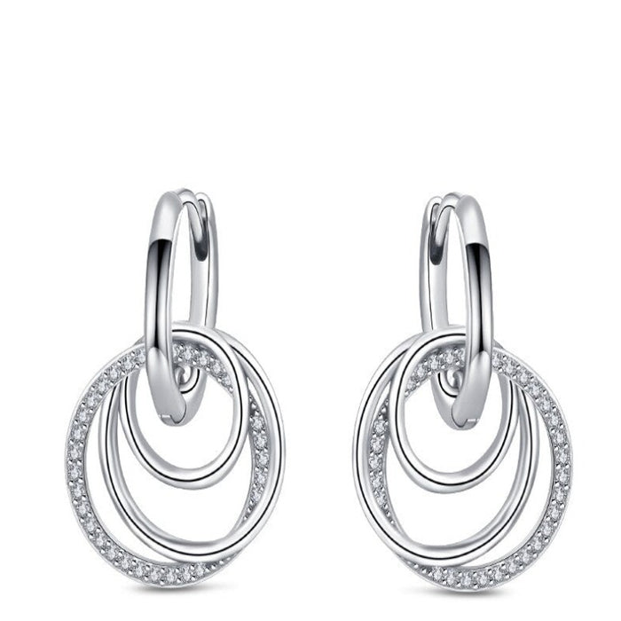 Sterling Silver Sparkling Classic Earrings