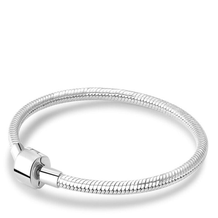 Sterling Silver Barrel Clasp Basic Bracelet