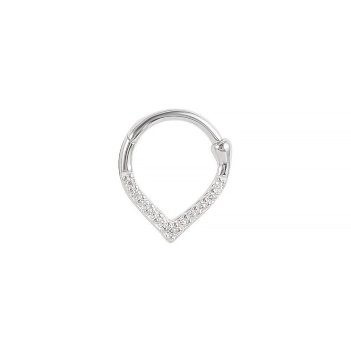 Silver Crystal Nose Hoop Ring For Women