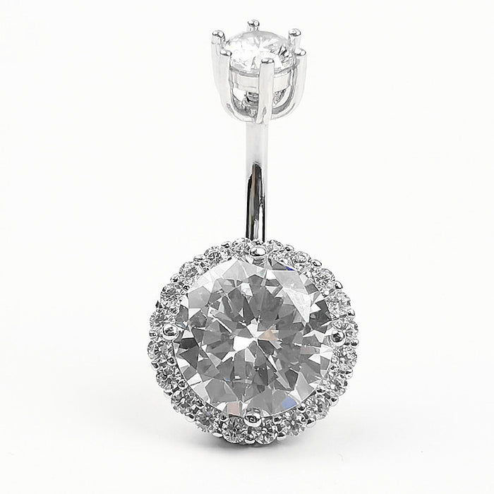 Sterling Silver Navel Piercing Zircon Belly Button Ring For Women