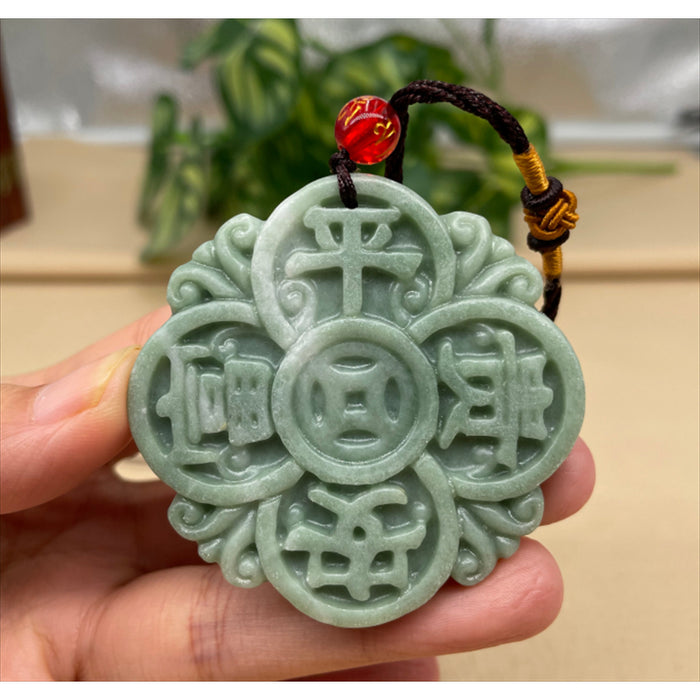 Jade Flowers Bloom and Wealth Pendant