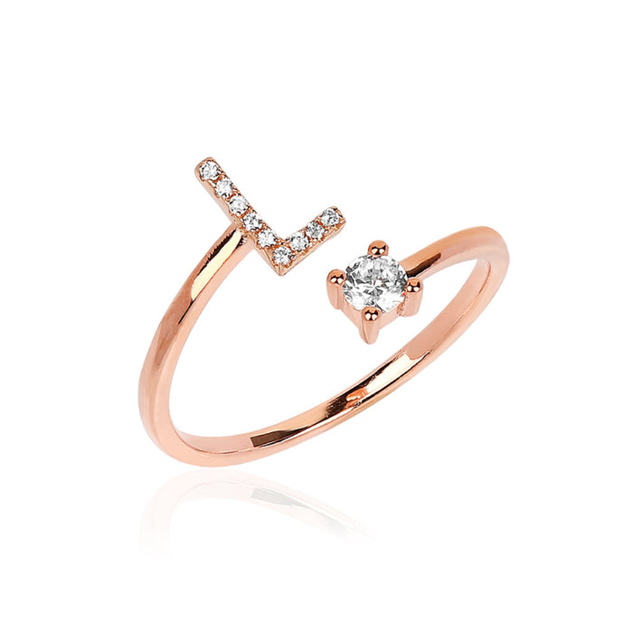 Letters Ring With Cubic Zirconia