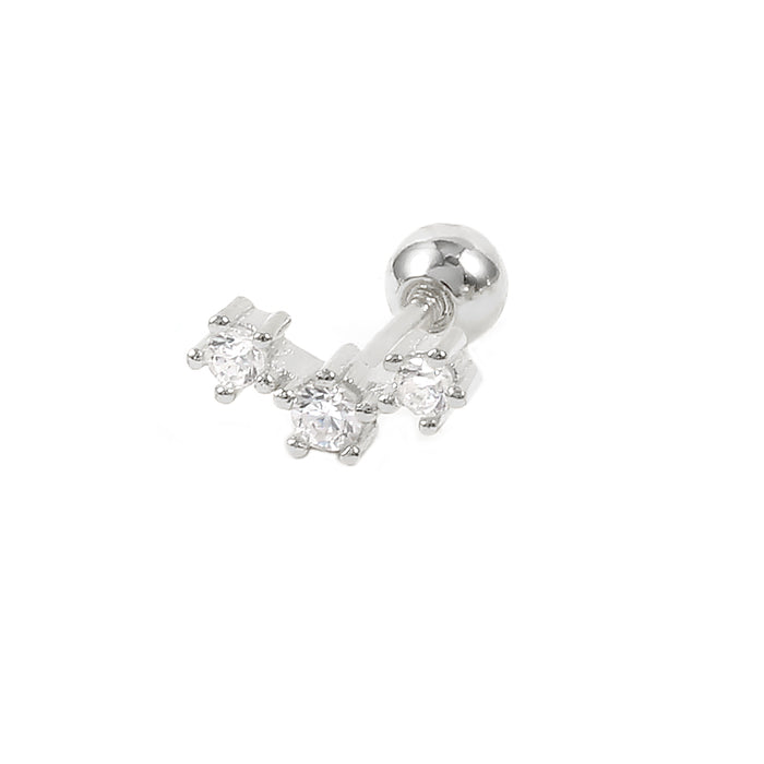 Silver Crystal Cross Stud Earrings For Women