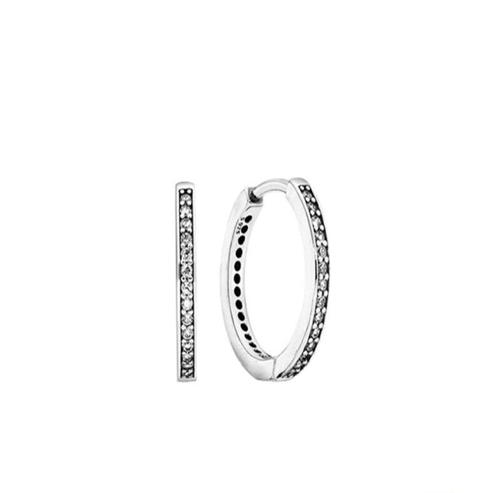 Sterling Clear Zircon Hoop Stud Earrings For Women