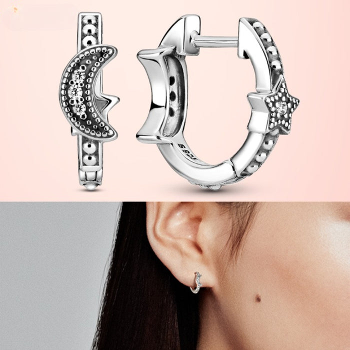 Sterling Silver Drop Hoop Earrings