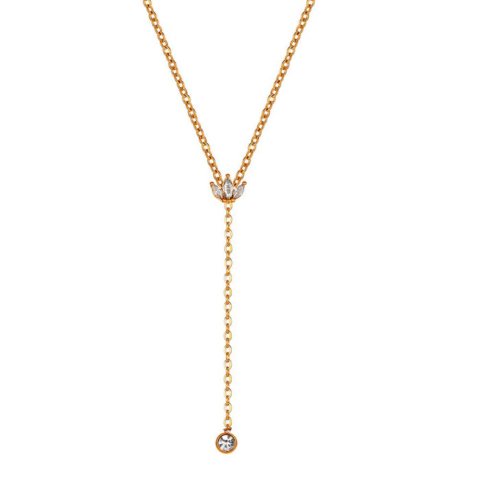 Stainless Steel Zircon Pearl Chain Necklaces