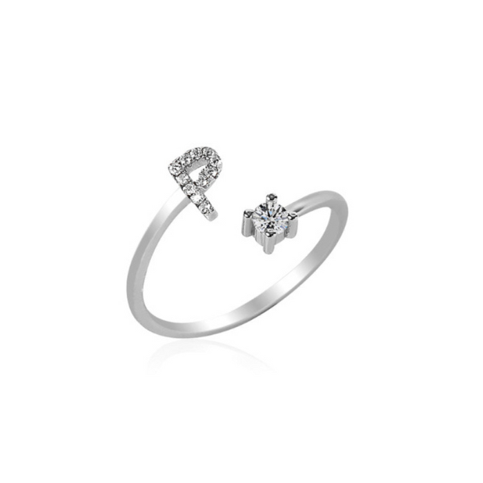 Letters Ring With Cubic Zirconia