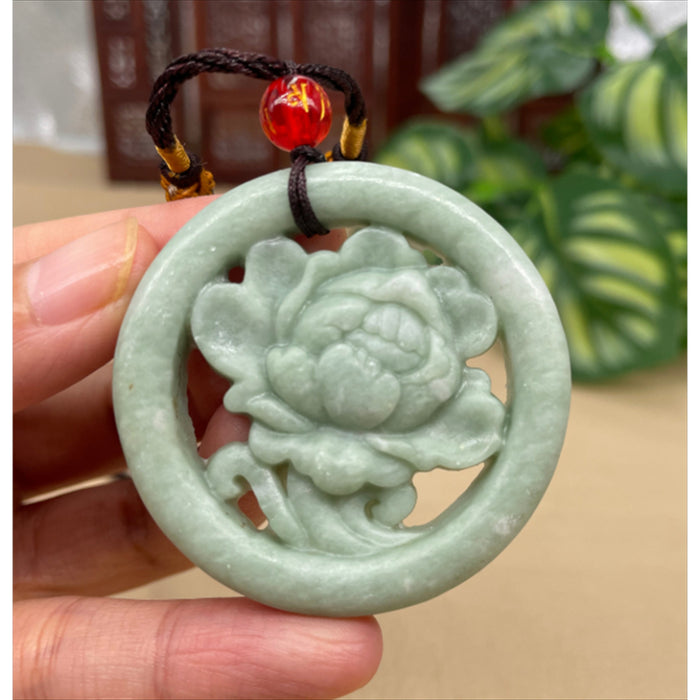 Jade Flowers Bloom and Wealth Pendant