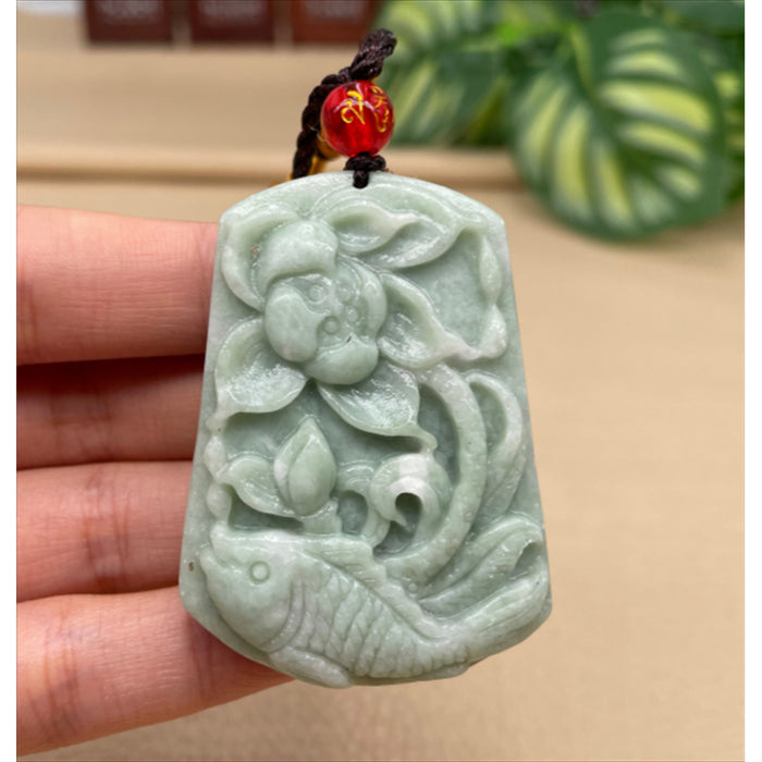 Jade Flowers Bloom and Wealth Pendant