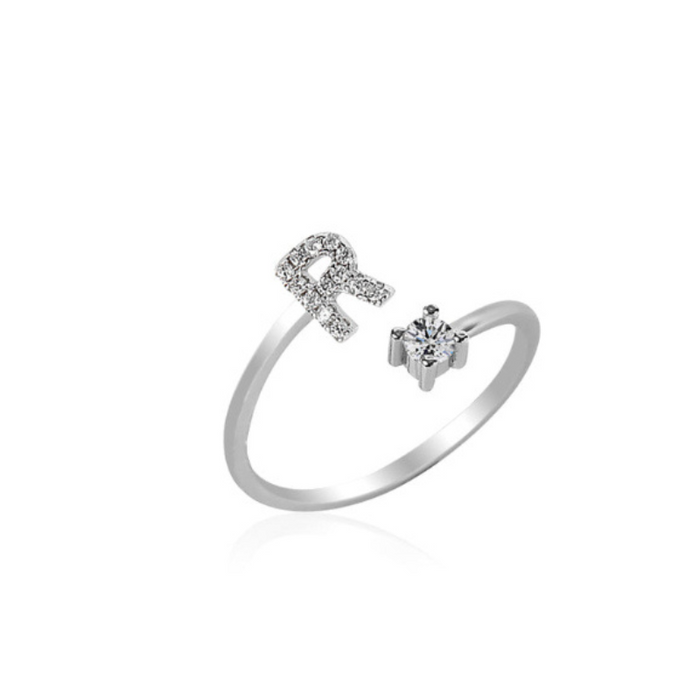 Letters Ring With Cubic Zirconia