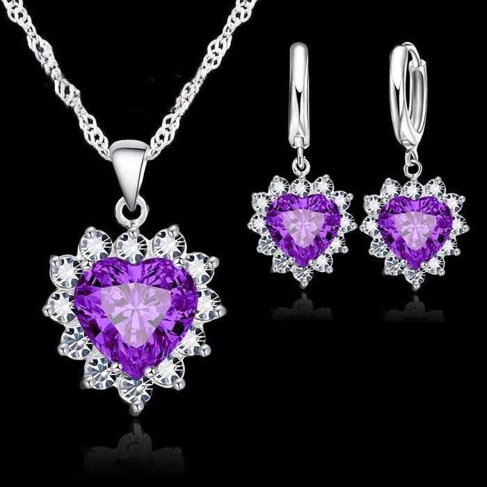 Sterling Silver Zirconia Jewelry Set For Women