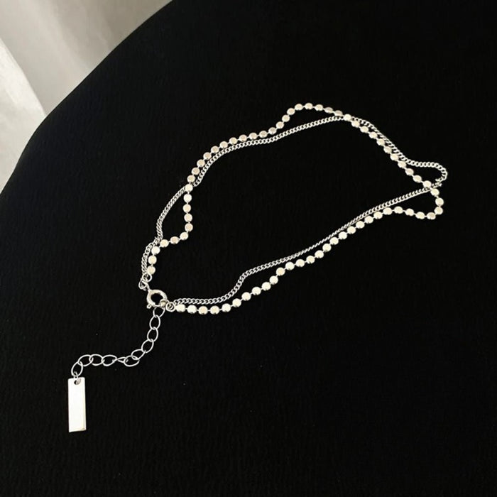 Sterling Silver Double Layer Round Anklet
