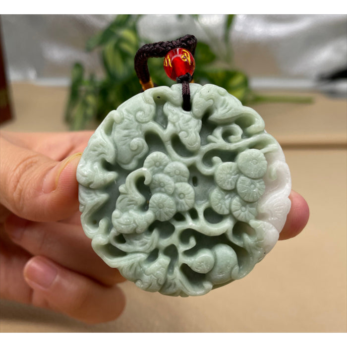 Jade Flowers Bloom and Wealth Pendant