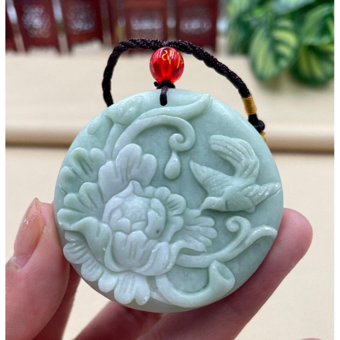 Jade Flowers Bloom and Wealth Pendant