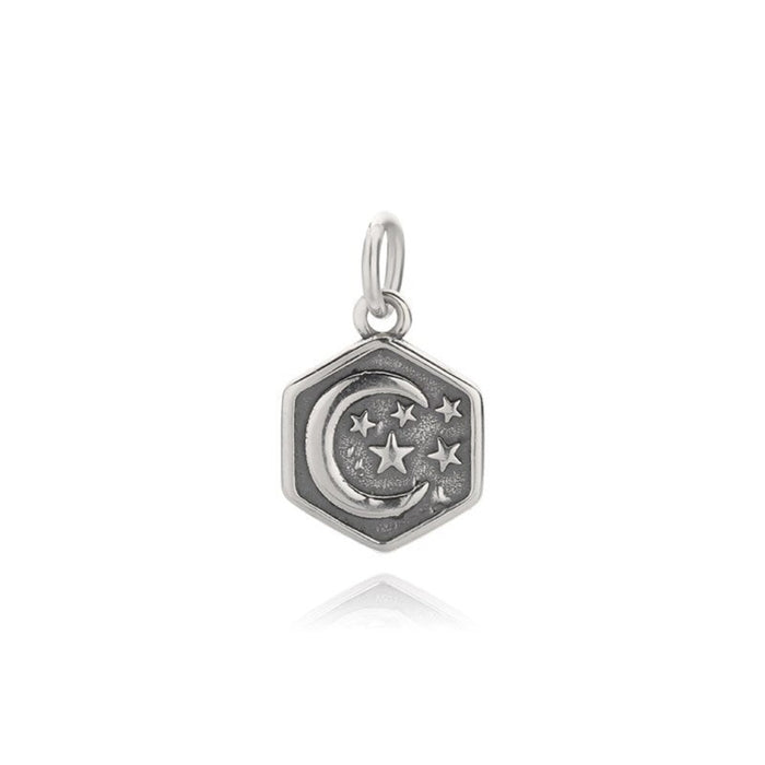 Sterling Silver Hexagram Moon Charm Pendant
