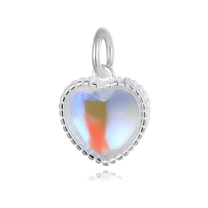 Sterling Silver Opal Heart Pendant