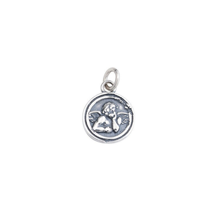Sterling Silver Round Angel Pendant