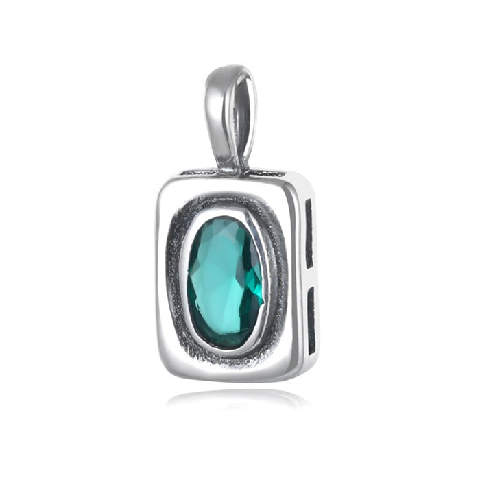 Sterling Silver Green Rectangle Pendant