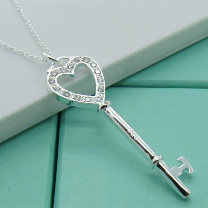Sterling Silver Crystal Pendant Necklace For Women
