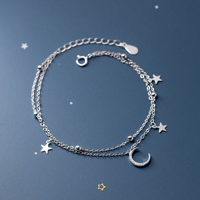 Sterling Silver Star Moon Bracelet